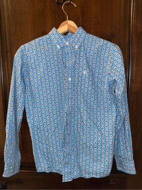 Ariat Blue & White Geometric Button-Down Shirt